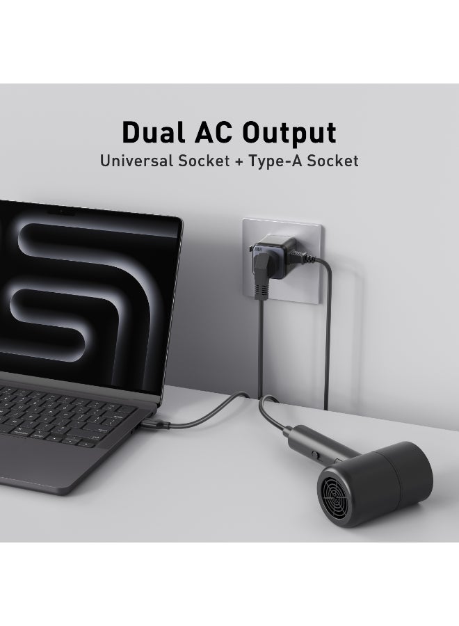 جودا شاحن جداري جودا TOUR X GaN متعدد الاستخدامات للسفر -باللون الأسود 🖤 محول طاقة عالمي مع منفذي AC مزدوجين، شحن سريع ⚡، وتوافق متعدد المقابس لأكثر من 200 دولة (الولايات المتحدة 🇺🇸، المملكة المتحدة 🇬🇧، الاتحاد الأوروبي 🇪🇺، أستراليا 🇦🇺) - Image 5