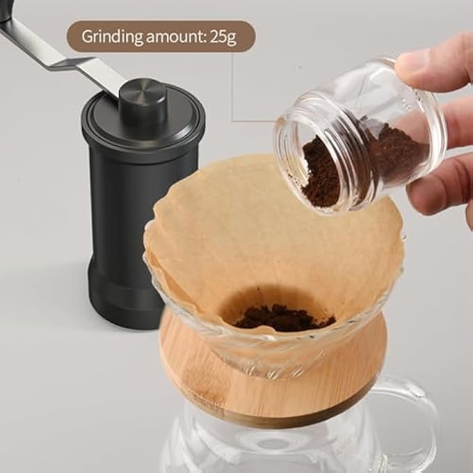 سيلك رووت مطحنة قهوة يدوية بخمسة إعدادات قابلة للتعديل لخشونة القهوة، وآلة تحضير الإسبريسو بالتنقيط، وآلة الضغط الفرنسية، وآلة الصب، مثالية للاستخدام المنزلي والتخييم والسفر، ومحمولة - Image 4
