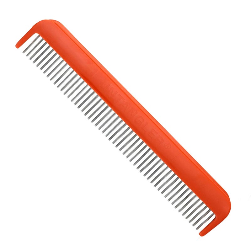 Untangler Pet comb for easy mat removal - silky smooth rotating teeth untangles without causing pain to pets (7", Orange Coral) - Image 1