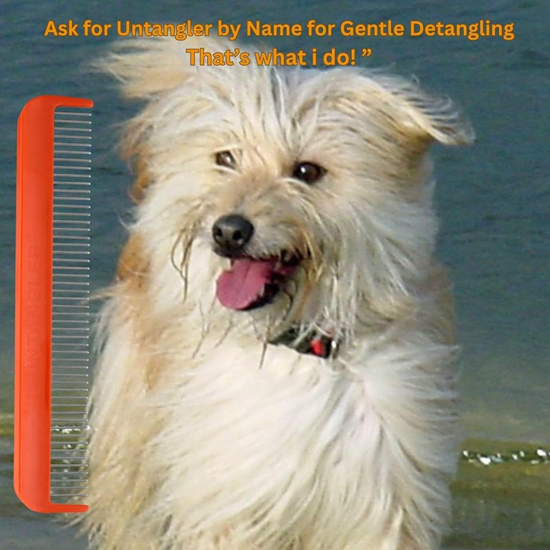 Untangler Pet comb for easy mat removal - silky smooth rotating teeth untangles without causing pain to pets (7", Orange Coral) - Image 2