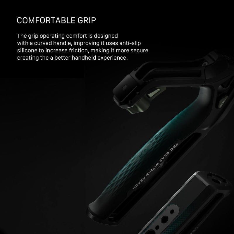 Tilta Xeno Top Handle for Filmmakers & Cameras - Titanium Gray | Aluminum Alloy and Silicone Build | 1/4″-20 and 3/8″-16 Threads w/Locating Points | Safety Release Pin | Comfortable Handling (NATO) - Image 4