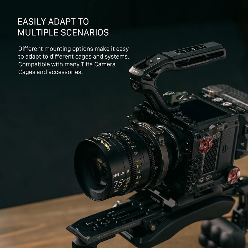 Tilta Xeno Top Handle for Filmmakers & Cameras - Titanium Gray | Aluminum Alloy and Silicone Build | 1/4″-20 and 3/8″-16 Threads w/Locating Points | Safety Release Pin | Comfortable Handling (NATO) - Image 5