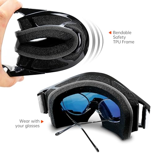 NENKI Motocross Goggles with Nose Guard, Anti-Fog OTG Dirt Bike Glasses for Adults, UV Protection Off-Road Eyewear, Helmet-Compatible for Men & Women, Black Frame & Red Lens - Image 5