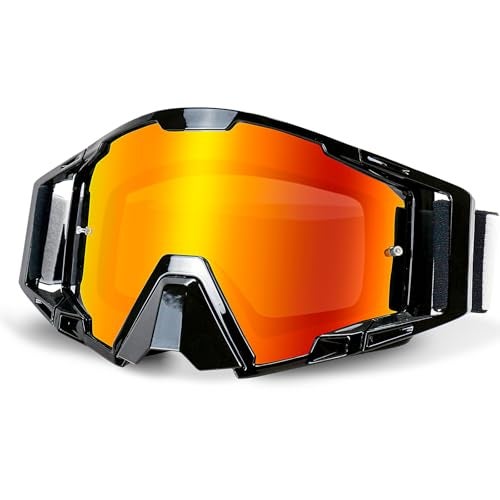 NENKI Motocross Goggles with Nose Guard, Anti-Fog OTG Dirt Bike Glasses for Adults, UV Protection Off-Road Eyewear, Helmet-Compatible for Men & Women, Black Frame & Red Lens - Image 1