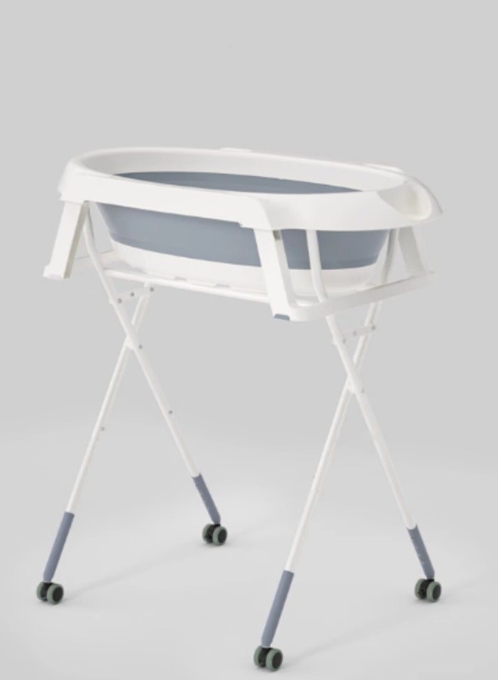 والالا حوض استحمام للأطفال الرضع قابل للتحرك وقابل للطي وقابل للطي مع حامل وعجلات للأطفال من سن 0 إلى 6 سنوات والأمهات الجدد - Image 2