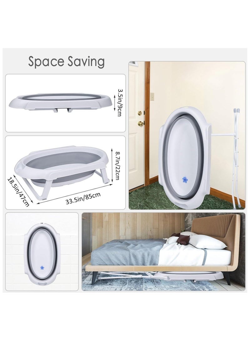 والالا حوض استحمام للأطفال الرضع قابل للتحرك وقابل للطي وقابل للطي مع حامل وعجلات للأطفال من سن 0 إلى 6 سنوات والأمهات الجدد - Image 3