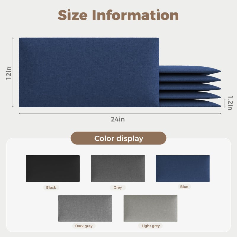 MAQQL Coastal Blue Freestanding Linen Headboard 24x12 Inch 6-Panel Kit - Lightweight Portable Design for Queen Beds, Quick Setup Solution - Image 3