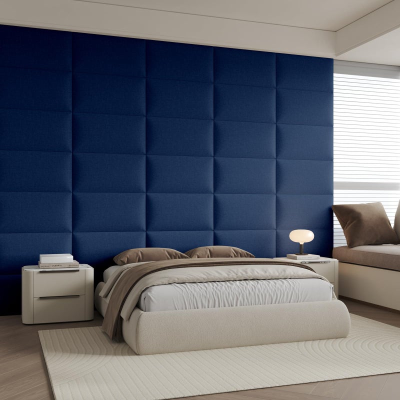 MAQQL Coastal Blue Freestanding Linen Headboard 24x12 Inch 6-Panel Kit - Lightweight Portable Design for Queen Beds, Quick Setup Solution - Image 2