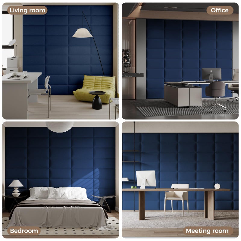MAQQL Coastal Blue Freestanding Linen Headboard 24x12 Inch 6-Panel Kit - Lightweight Portable Design for Queen Beds, Quick Setup Solution - Image 4