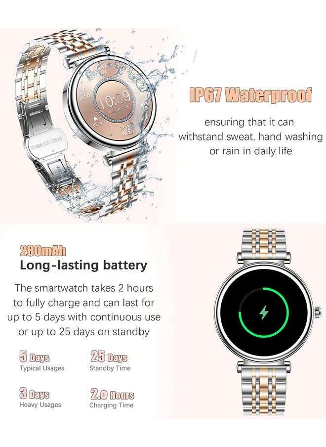 RollsTimi  Smart Watches for Women with Diamonds, 1.27”HD Screen Bluetooth Smartwatch for Android iOS Phones, Waterproof Fitness Activity Trackers with Heart Rate/SpO2/BP/Sleep Monitor  - Image 5
