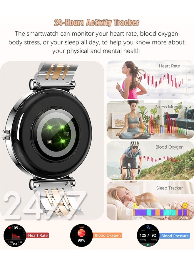 RollsTimi  Smart Watches for Women with Diamonds, 1.27”HD Screen Bluetooth Smartwatch for Android iOS Phones, Waterproof Fitness Activity Trackers with Heart Rate/SpO2/BP/Sleep Monitor  - Image 4