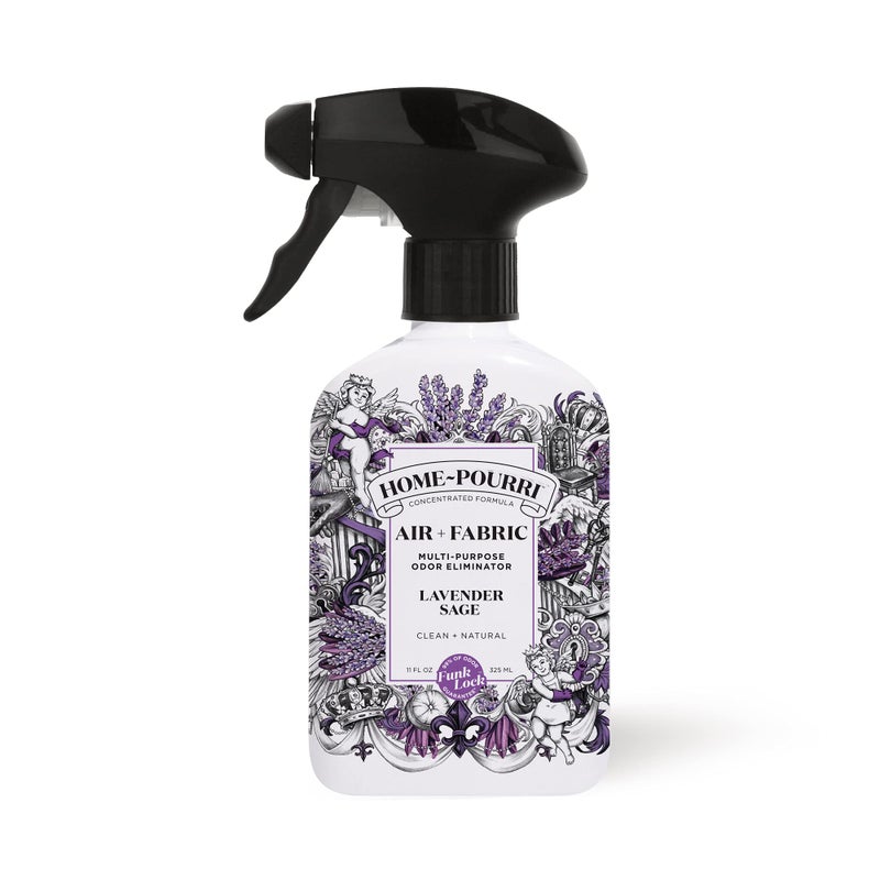 Poo-Pourri Home-Pourri Air + Fabric Multi-Purpose Odor Freshener Spray, 11 Fl Oz, Up to 570 Uses, Lavender Sage Scent, Room Deodorizer with Essential Oils, for Carpets, Couches, Bedding & Curtains - Image 1