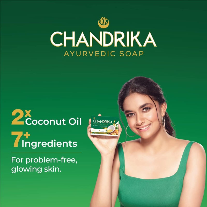 Chandrika Ayurvedic Soap - Buy 3 Get 1 Free, 4 Soaps (3 x 125g + 1 x 75g) for Glowing Skin - Image 3