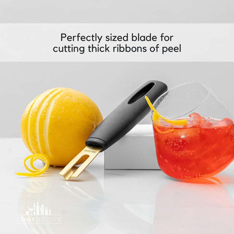 A Bar Above Premium Quality Channel Knife, Stainless Steel Bar Tool, Garnish for Cocktail Mixers, Lemon Zester, and Fruit Peeler, Professional Grade Bar Accessory, Gold - Image 3