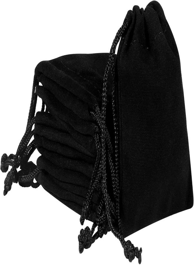 BIRDBRID Velvet Jewelry Pouches 4x6 Inch | Black Drawstring Potli Bags for Return Gifts, Wedding Favor, Jewellery, Puja & Gift Packaging, mul mul bags for jewellery (12) - Image 1