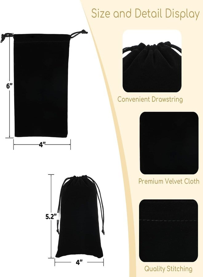 BIRDBRID Velvet Jewelry Pouches 4x6 Inch | Black Drawstring Potli Bags for Return Gifts, Wedding Favor, Jewellery, Puja & Gift Packaging, mul mul bags for jewellery (12) - Image 2