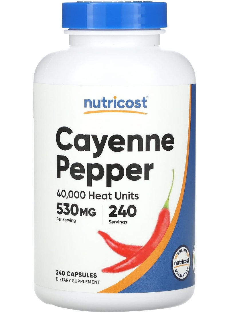 Nutricost Cayenne Pepper, 40,000 Heat Units, 530 mg, 240 Capsules