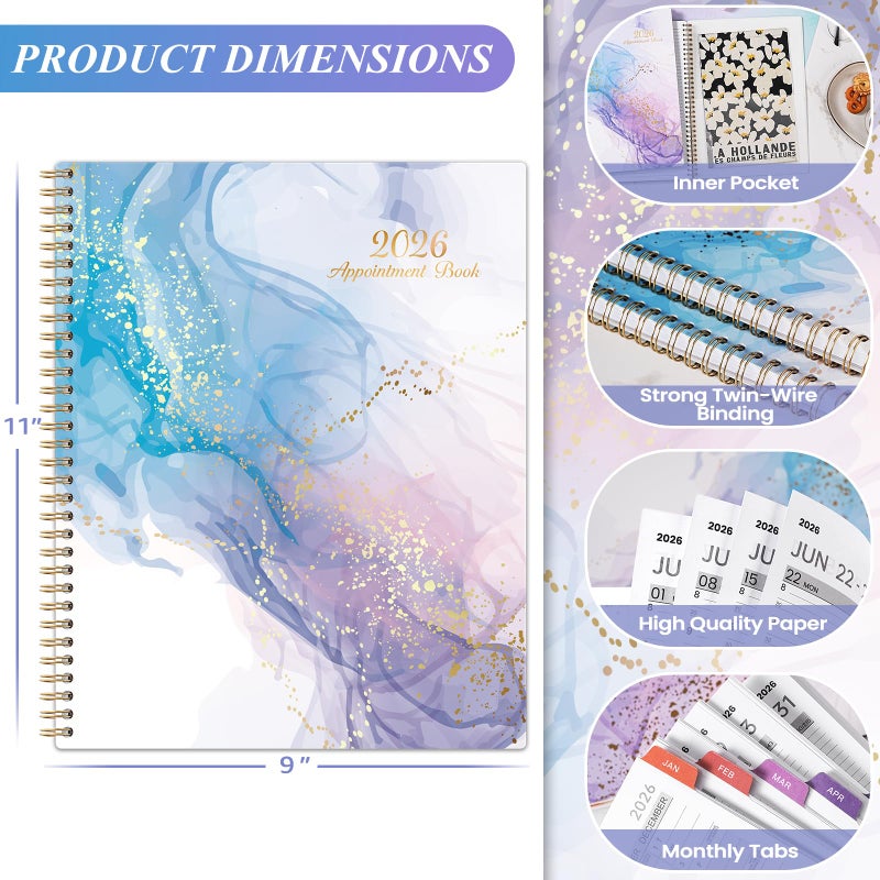 Coboll 2026 Appointment Book - Daily Planner 2026 from Jan. 2026 - Dec. 2026, 30-Minute Interval, Hourly Planner 2026 with Colorful Tabs and Inner Pocket, 8.5" x 11" - Image 3