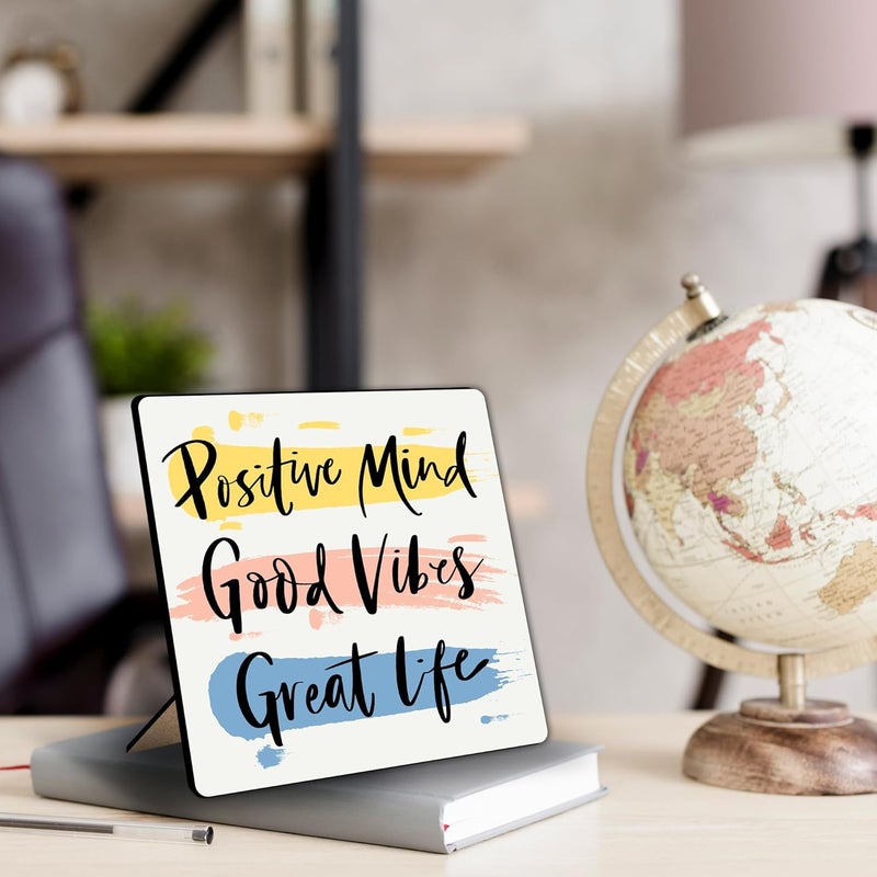 Regalo Casila Regalo Casila Positive Mind Good Vibes Great Life Quotes Written Wooden Showpiece for Study Desk  - Image 2
