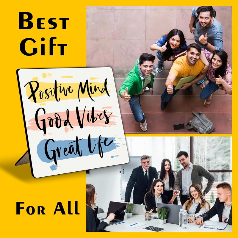 Regalo Casila Regalo Casila Positive Mind Good Vibes Great Life Quotes Written Wooden Showpiece for Study Desk  - Image 3