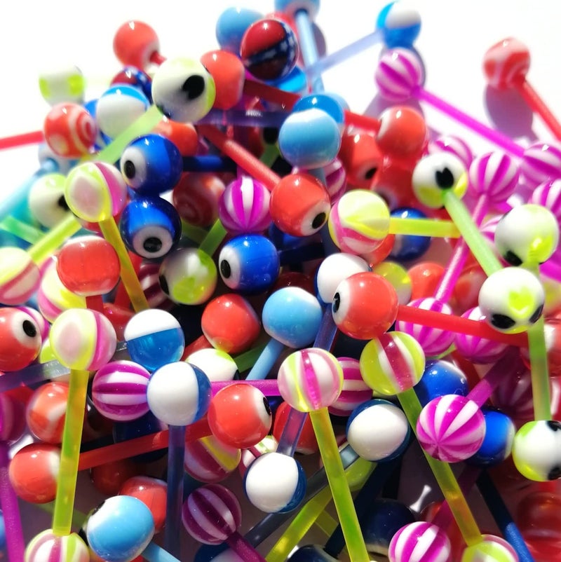 FORUBUS Colorful Tongue Rings Nipple Rings for Women Body Piercing Jewelry 14G 16mm Pierced Barbells Body Jewelry 50Pcs/30Pcs/20Pcs Pack-20pcs - Image 3