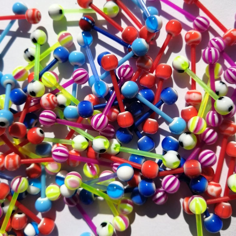 FORUBUS Colorful Tongue Rings Nipple Rings for Women Body Piercing Jewelry 14G 16mm Pierced Barbells Body Jewelry 50Pcs/30Pcs/20Pcs Pack-20pcs - Image 4