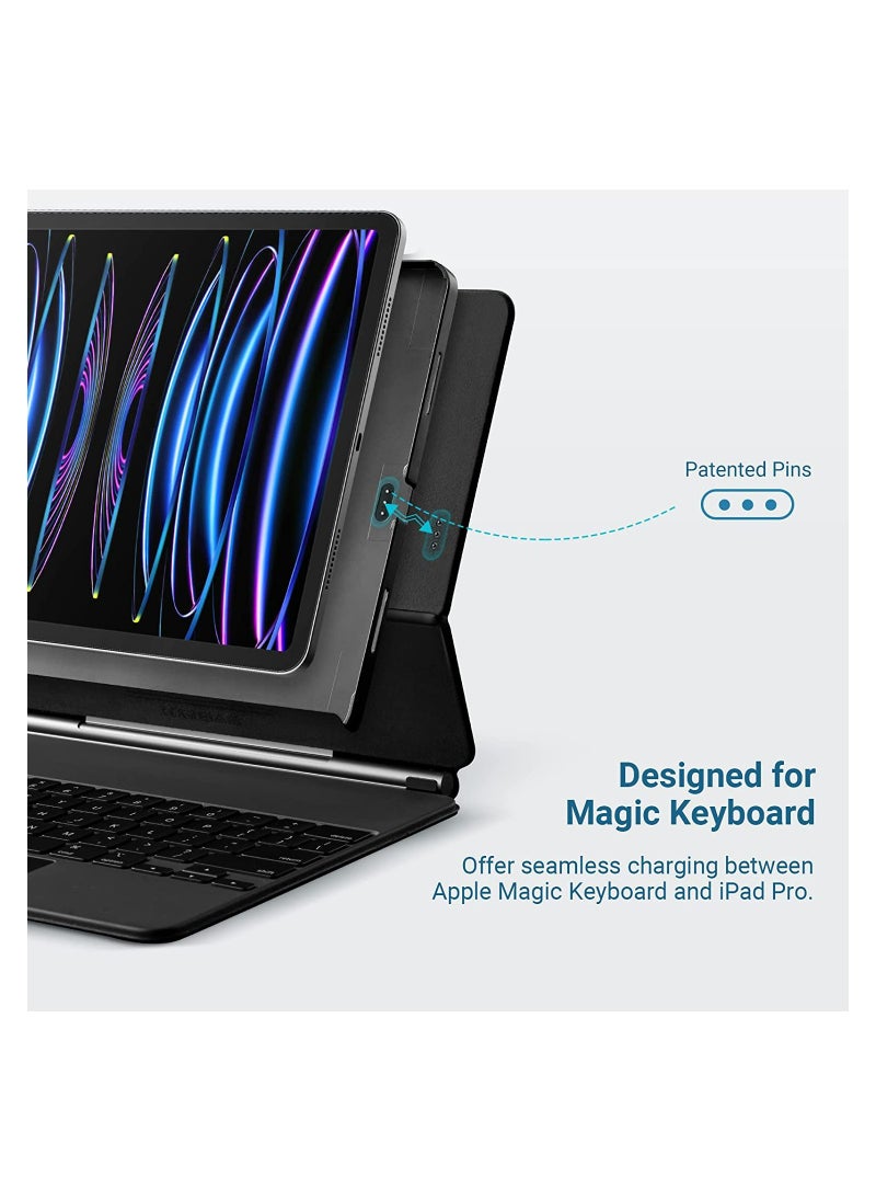 PITAKA iPad Pro 12.9 Case 5th Generation and 6th Generation 2022/2021 Aramid Fiber 12.9 inch iPad Pro Case [MagEZ Case 2] Magic Keyboard Compatible Case Works with MagEZ Stand and MagEZ Folio - Black/Grey  - Image 2