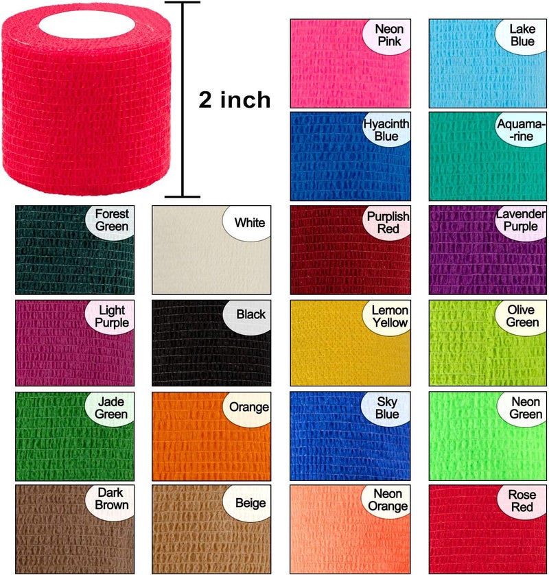 BQTQ 40 Rolls Self Adhesive Bandages Wrap 2 Inch Self Adherent Wrap Tape Self Stick Bandage Wraps for Wrist Ankle Swelling Sprains20 Colors - Image 2