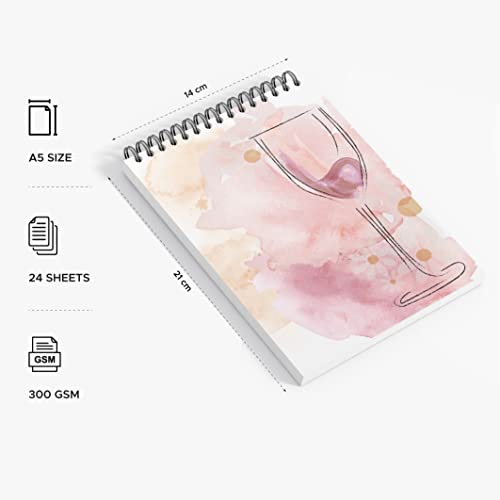 Factor Notes Watercolour Book: A5, 300 GSM Paper, 24 Pages with Perforation, Wiro Bound (Wine Glass) - Image 2