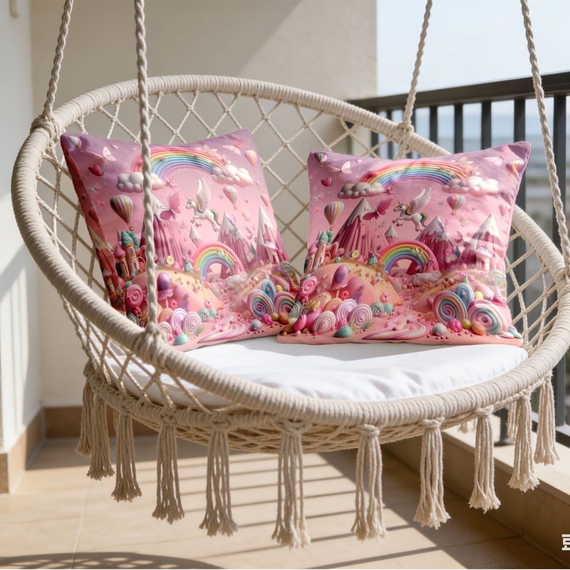 2Pcs Set Colorful Unicorn Pattern Pillowcases Soft Skin Friendly Fabric Home Decor Cute Candy Design Living Room Bedroom Accent 17 72 By 17 72 Inch - Image 2