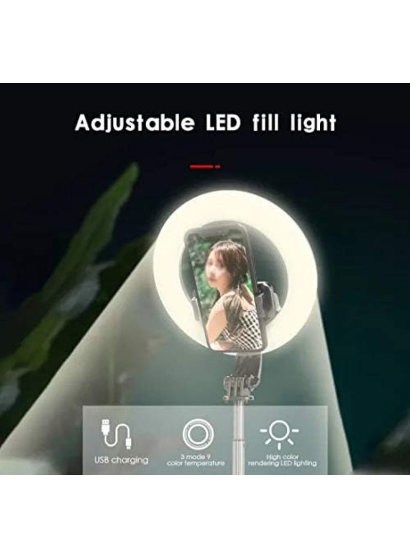 Selfie Stick with LED Ring Light with Tripod Stand, Adjustable, 3 Colour Modes, USB Charging, 1200mAh Battery, Phone Holder, for Selfie & Live Streaming | WIDGETS MATRIX - Image 2