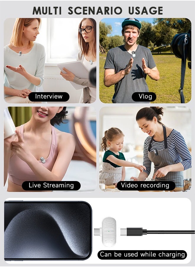 Occuwzz - Wireless Lapel Microphone for Apple Phone Small Lapel iPhone Microphone for Video Recording Video Blog HD Audio 260ft Range Noise Cancelling with Charging Case - Image 1