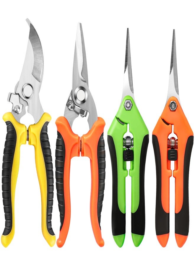 EWPJDK 4 Pack Garden Pruning Shears, Stainless Steel Garden Shears, Gardening Shears, Garden Scissors, Garden Clippers, Pruning Snips, Pruning Shears for Gardening Tools (4PCS Yellow Orange Green) - Image 1