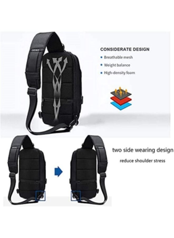Generic - Crossbody Sling Bag,Body Chest Sling Shoulder Bag for Men Women Casual Shoulder Backpack Bag, Waterproof Leather Chest Casual Daypack with Usb Charging Port - Image 1
