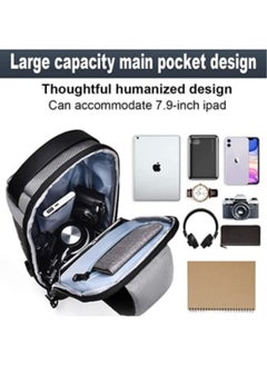 Generic Crossbody Sling Bag,Body Chest Sling Shoulder Bag for Men Women Casual Shoulder Backpack Bag, Waterproof Leather Chest Casual Daypack with Usb Charging Port  - Image 2