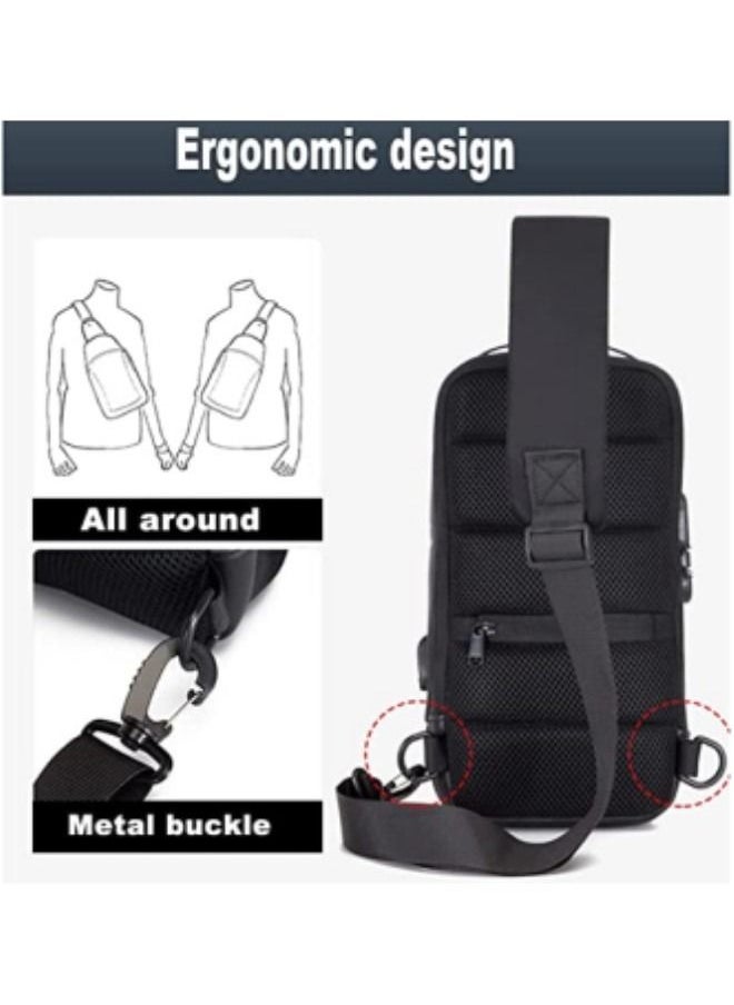 Generic - Crossbody Sling Bag,Body Chest Sling Shoulder Bag for Men Women Casual Shoulder Backpack Bag, Waterproof Leather Chest Casual Daypack with Usb Charging Port - Image 1