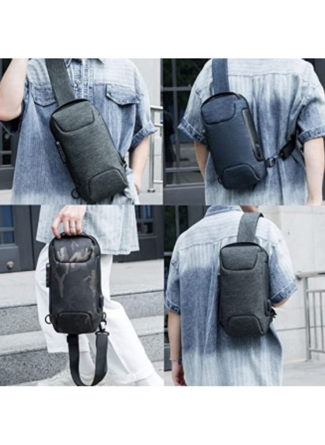 Generic - Crossbody Sling Bag,Body Chest Sling Shoulder Bag for Men Women Casual Shoulder Backpack Bag, Waterproof Leather Chest Casual Daypack with Usb Charging Port - Image 1