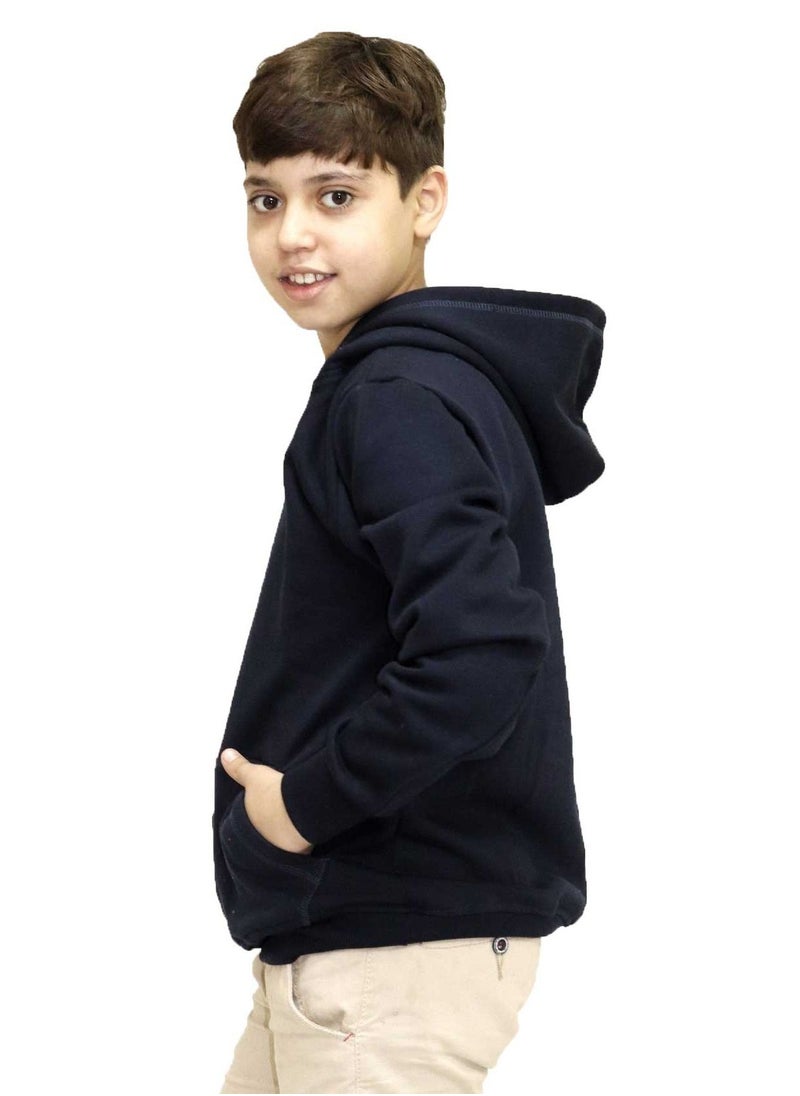 OneHand - Hoodie Melton Cotton For Kids - Navy Blue - Image 1