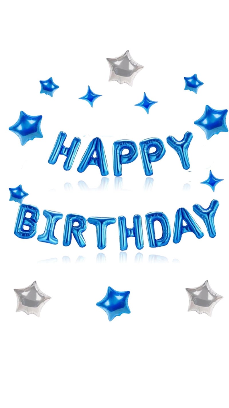 مانجو حلوة سبعة عيد ميلاد راية 16 بوصة رسائل بالإضافة إلى بالونات نجمة الأزرق مجموعة أطفال الكبار زينة الحفلةللاحتفال سهلة الإعداد - Image 2