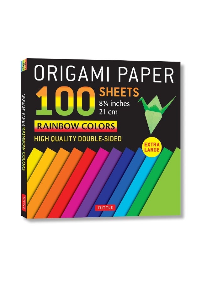 Origami Paper 100 sheets Rainbow Colors 8 1/4" (21 cm): Extra Large Double-Sided Origami Sheets Printed with 12 Different Color Combinations (Instructions for 5 Projects Included)  - Image 1