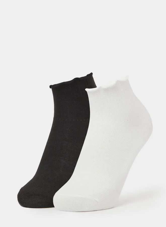 ستايلي Pack of 2 - Girls Rib Socks with Lettuce Edge