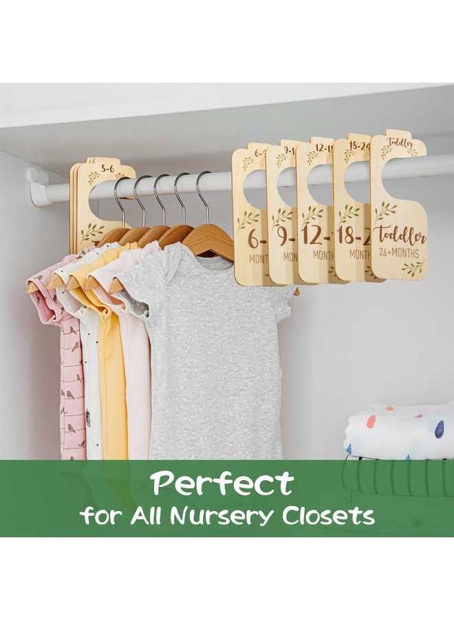 Giftacity Baby Closet Dividers for Clothes Organizer - Set of 8 Beautiful Wooden Double-Sided Baby Clothes Size Hanger Organizer from Newborn to 24 Months for Boho Nursery Decor - Image 3