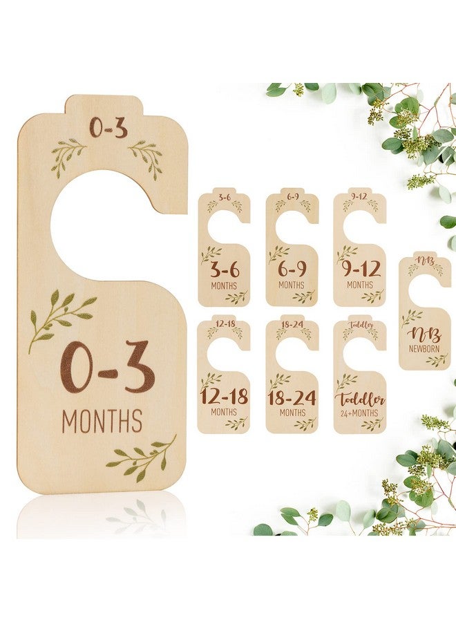 Giftacity Baby Closet Dividers for Clothes Organizer - Set of 8 Beautiful Wooden Double-Sided Baby Clothes Size Hanger Organizer from Newborn to 24 Months for Boho Nursery Decor - Image 1