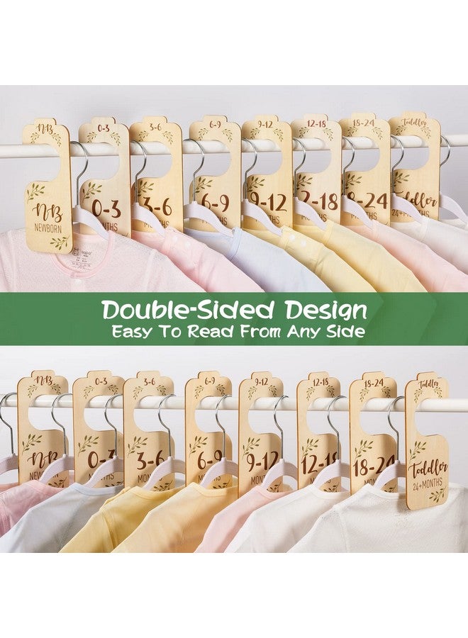 Giftacity Baby Closet Dividers for Clothes Organizer - Set of 8 Beautiful Wooden Double-Sided Baby Clothes Size Hanger Organizer from Newborn to 24 Months for Boho Nursery Decor - Image 2