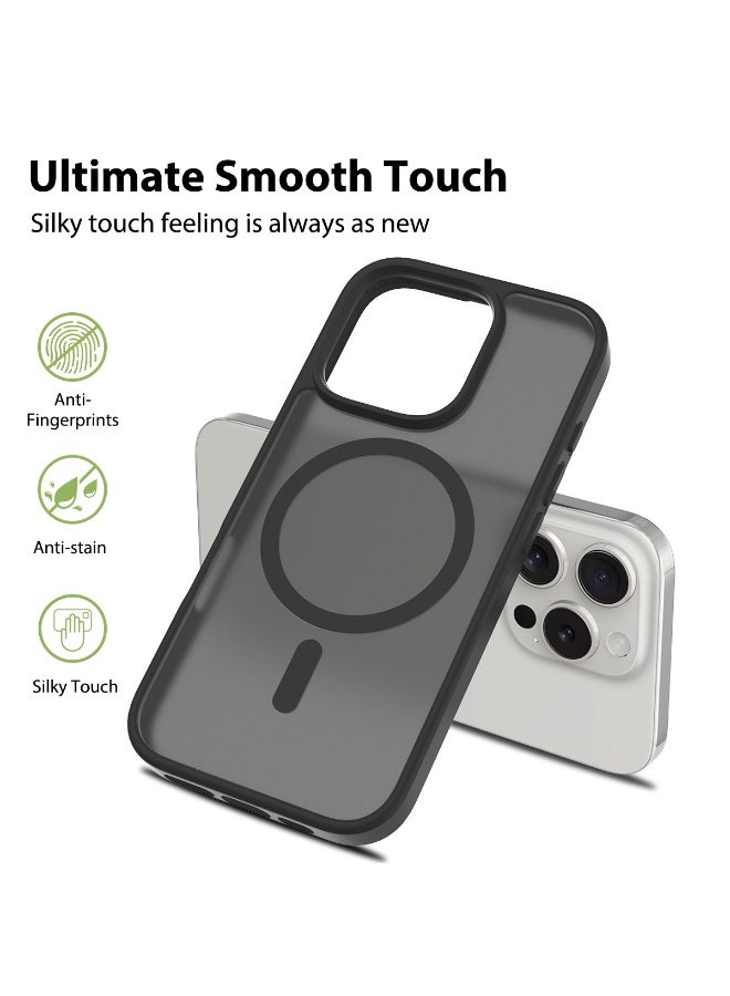 NIBEMINENT Silicone Magnetic Absorption Simple Protection Case With Magsafe For iPhone 15 Pro Max,Black - Image 1