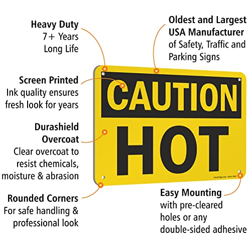 SmartSign - U9-1780-NA_7x10 "Caution - Hot" Sign | 7" x 10" Aluminum Black on Yellow - Image 4