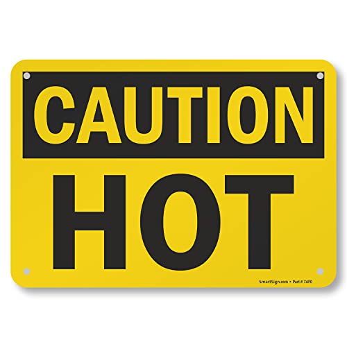 SmartSign - U9-1780-NA_7x10 "Caution - Hot" Sign | 7" x 10" Aluminum Black on Yellow - Image 1