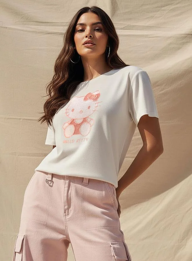 SP Characters T-shirt with Hello Kitty Embellishment