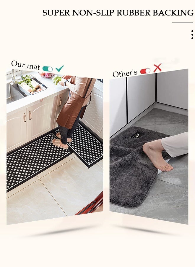 DUNISO قطعتان من سجاد ودواسات المطبخ غير القابلة للانزلاق، مجموعة سجادة مضادة للتعب في مدخل المطبخ، سجادة أرضية خلفية للمطبخ والحمام والمكتب 40*60 سم&amp;40*120 سم - Image 3