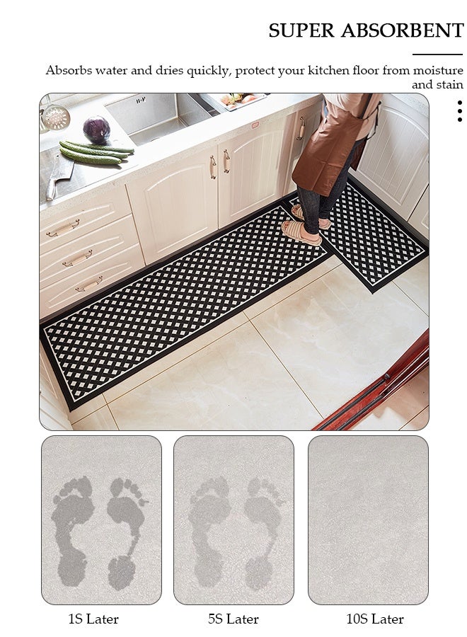 DUNISO قطعتان من سجاد ودواسات المطبخ غير القابلة للانزلاق، مجموعة سجادة مضادة للتعب في مدخل المطبخ، سجادة أرضية خلفية للمطبخ والحمام والمكتب 40*60 سم&amp;40*120 سم - Image 4